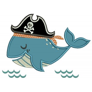 Pirate Whale Applique  Machine Embroidery Design Digitized Pattern